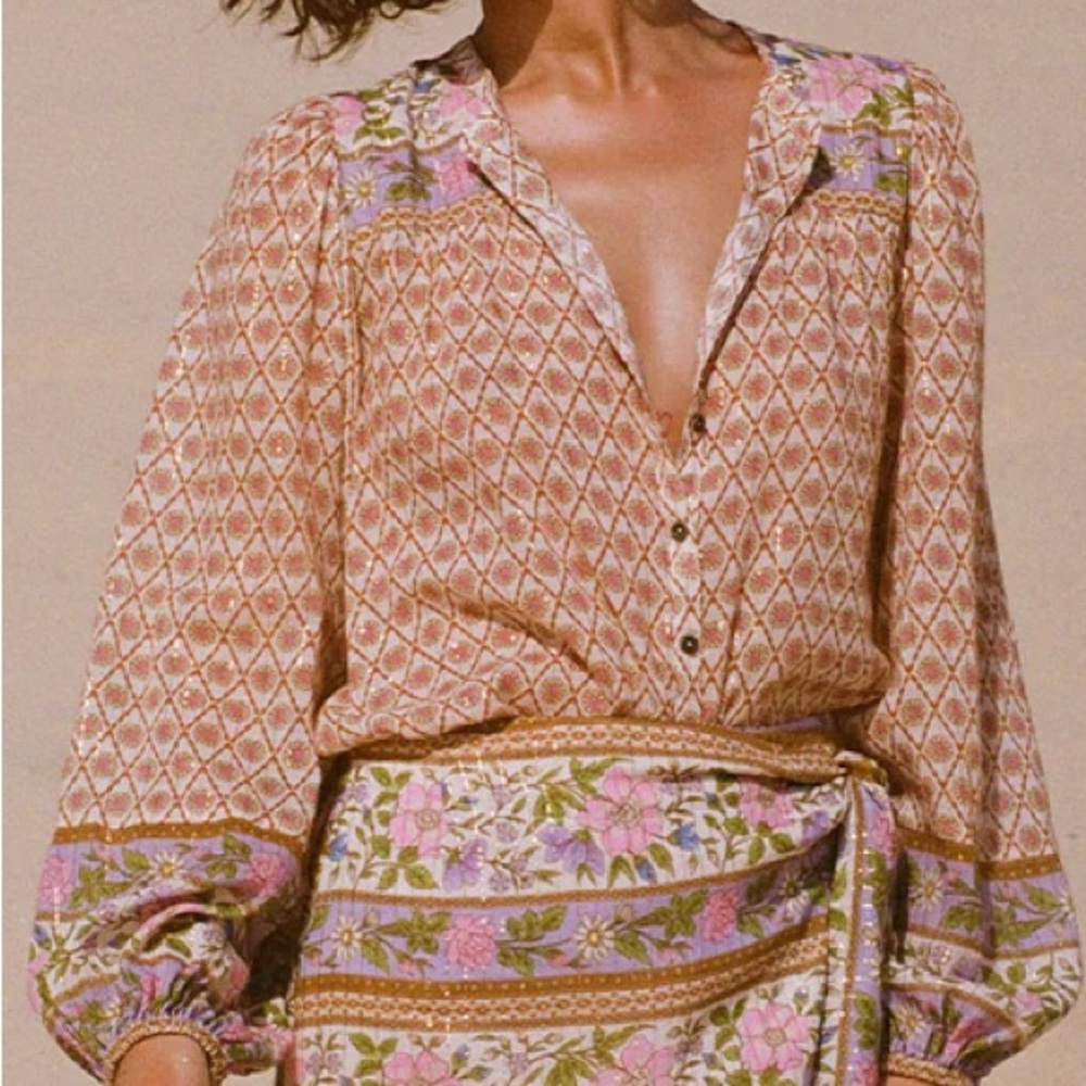 Spell & The Gypsy Sienna Blouse in Clay - Size Medium - NWOT